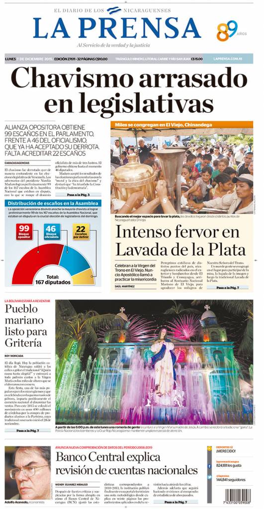 Portada La Prensa – 07.12.2015