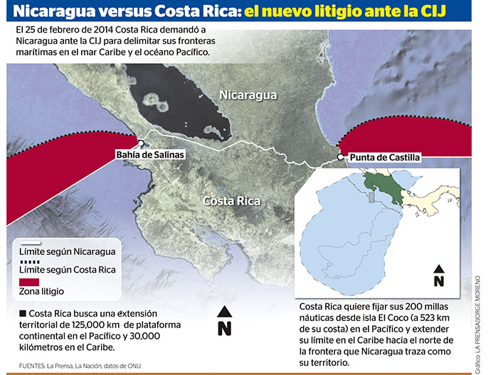 Nicaragua y Costa Rica librarán batalla por sus mares ante la CIJ