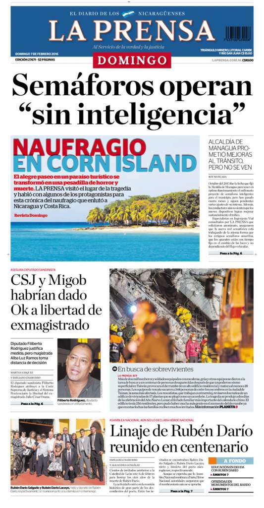 Portada de La Prensa – 07.02.2016