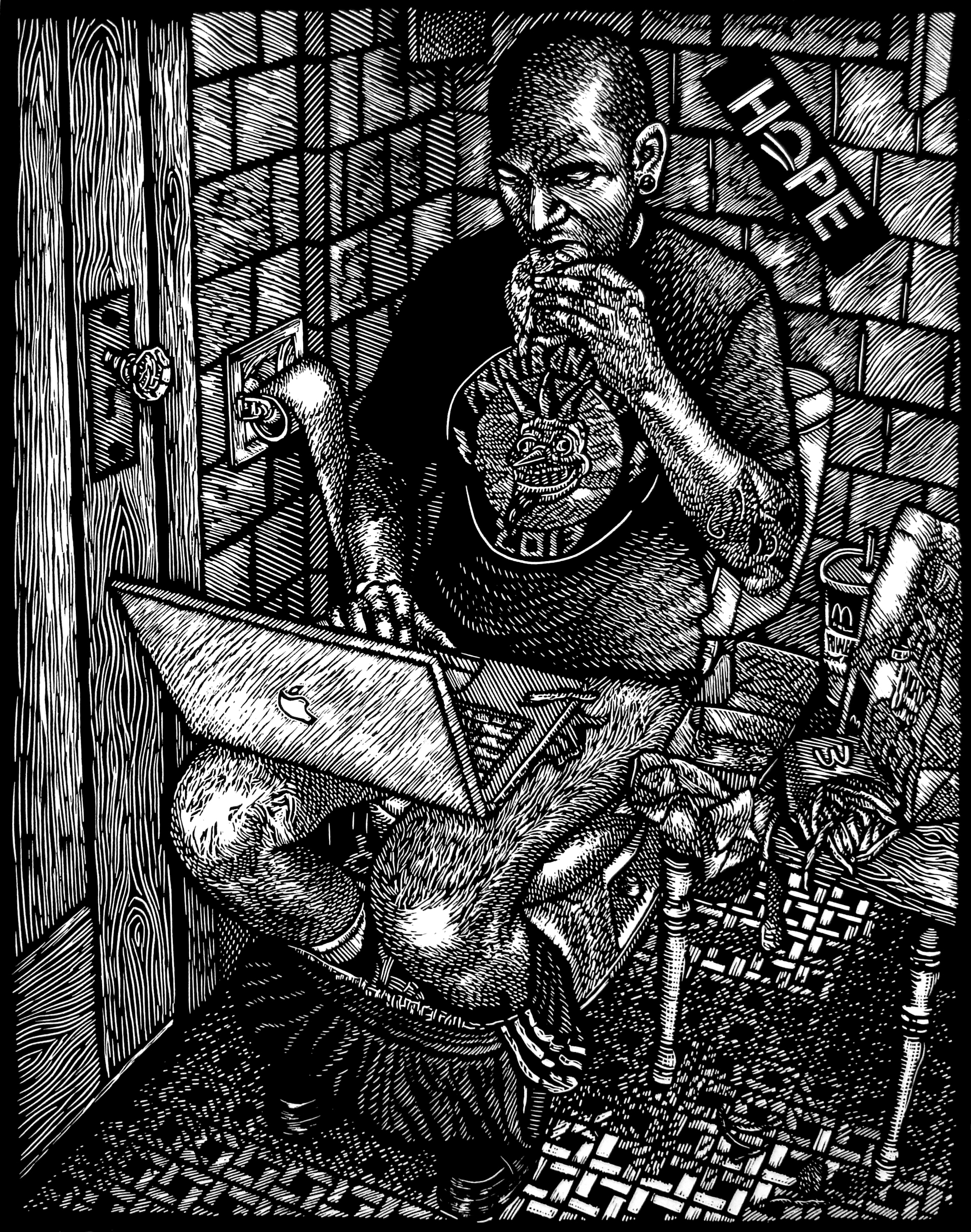 Carlos Barberena expone en Beijing sus grabados que polemizan los ambientes cotidianos