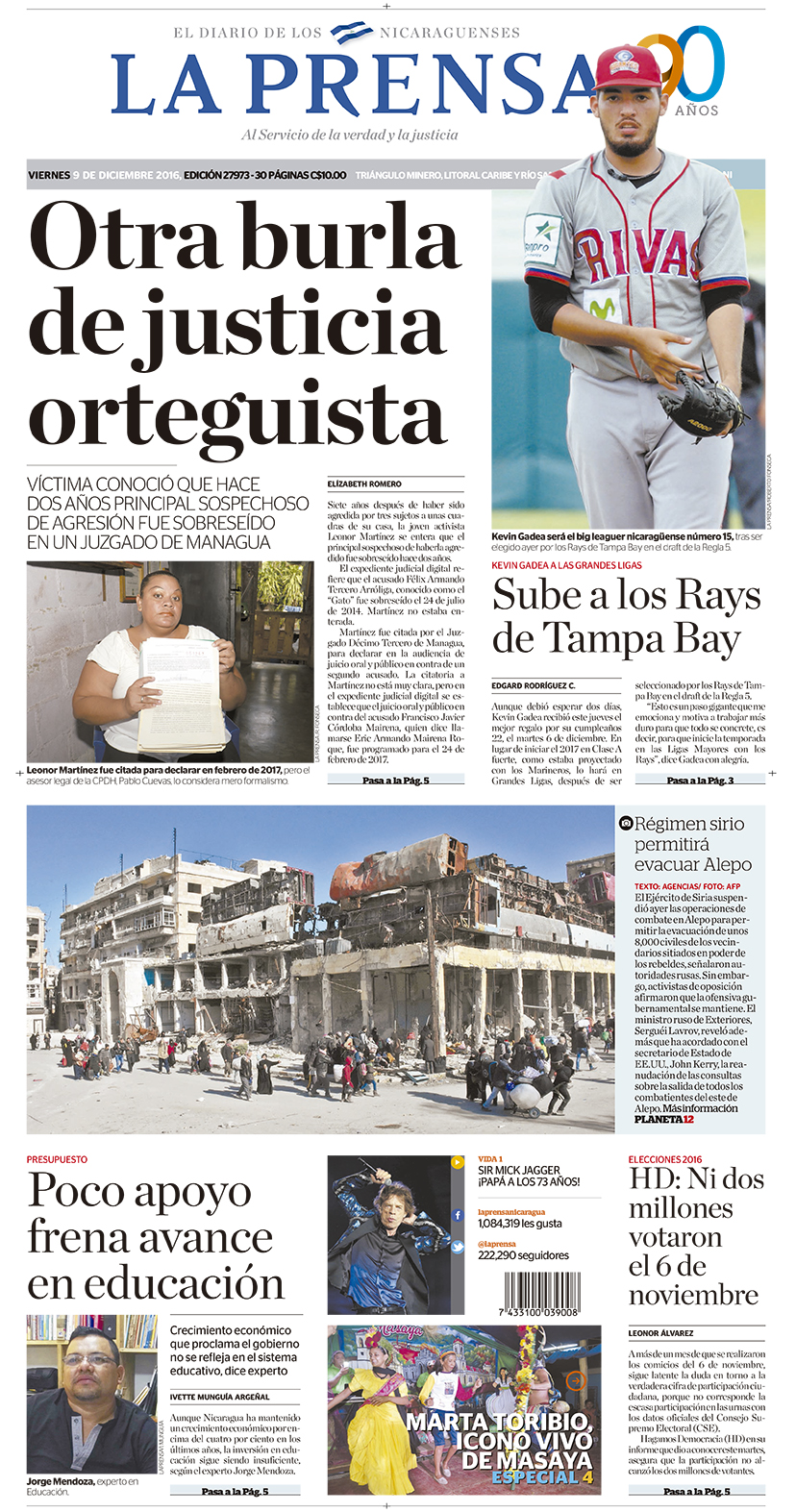 Portada impresa 9-12-2016